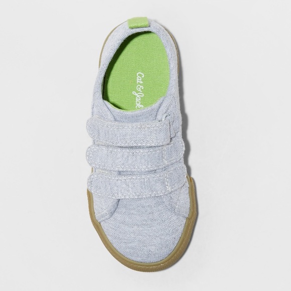Boys Velcro Sneaker Toddler Gray & Lime Green Shoe - Picture 3 of 4